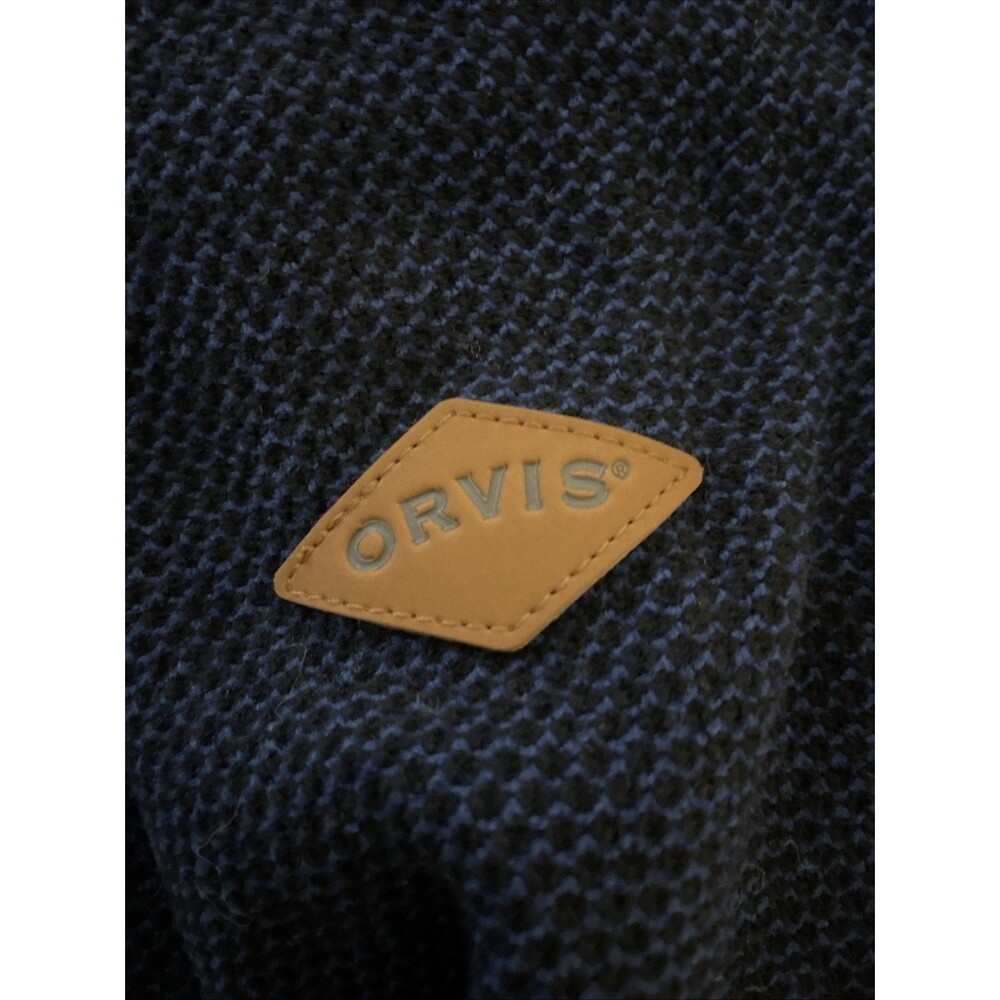 Orvis Sweater Mens XL Blue Sherpa Lined Waffle Fleece Quarter Zip Pullover Top - Picture 5 of 10